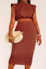 The Monica 2 pc Brown Skirt Set