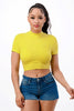 SOLID RIBBED CROP TOP WITH BRA OUTLINE